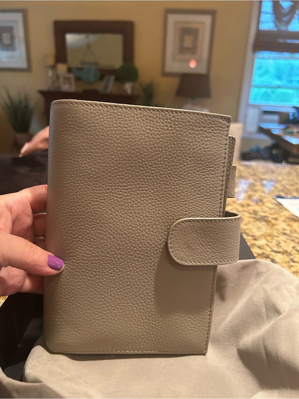 Classic Pebbled Leather Organizer - Taupe